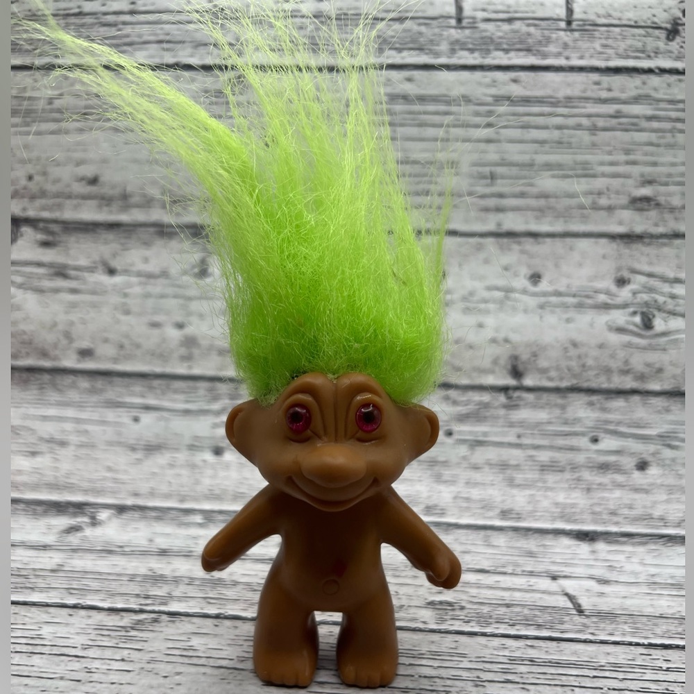 Vintage Troll green Hair Toy 3 Inches